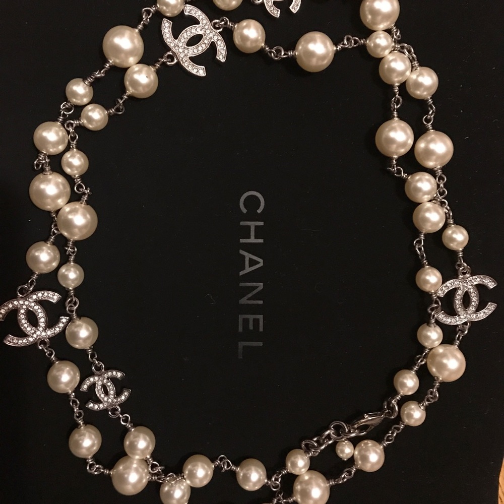 Authentic Chanel pearl long necklace